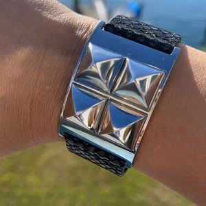 MICHAEL KORS pyramid stud wide leather bracelet